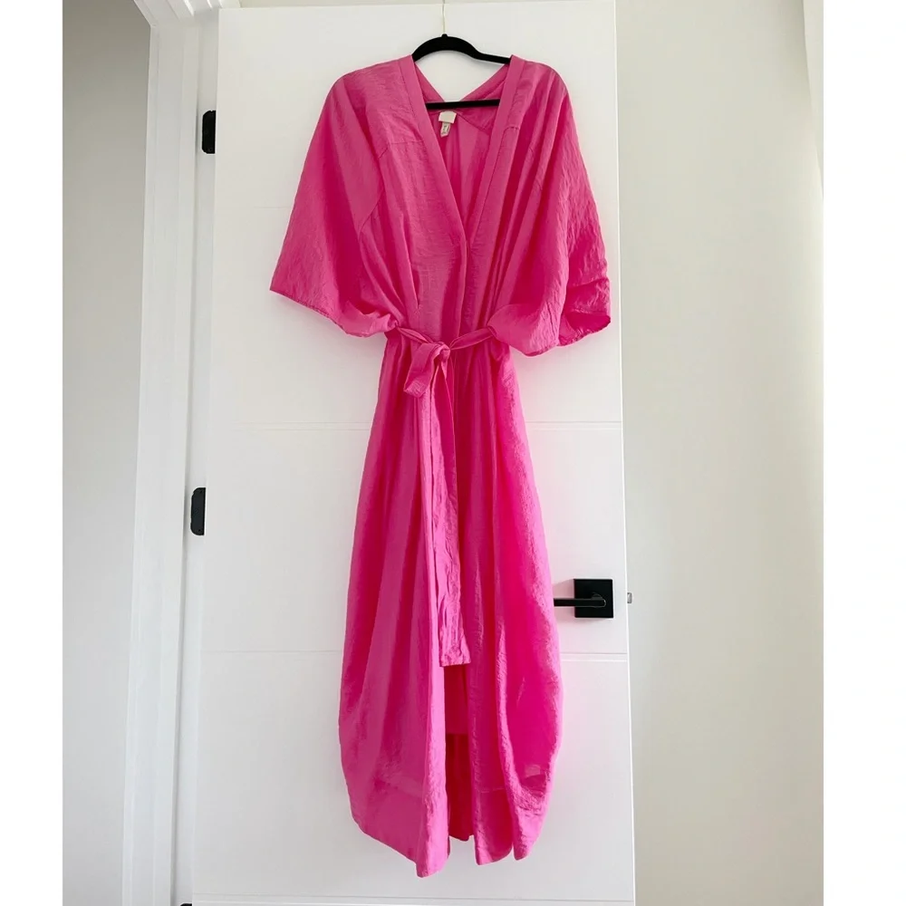 H&M lyocell-blend kaftan dress in cerise - Picture 8 of 13